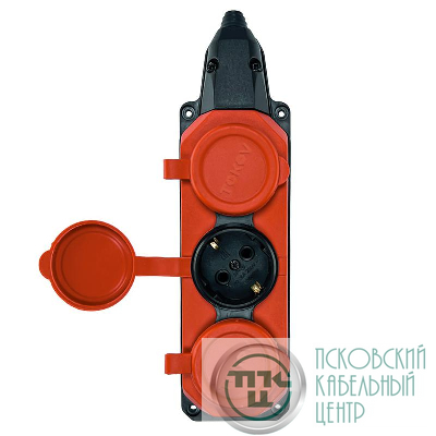 Колодка удлинителя 3-м с заземл. 16А IP44 каучук красн. TOKOV TKE-C13-KK3-Z