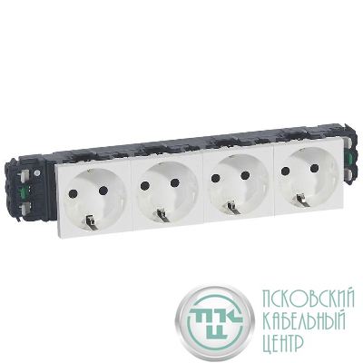 Механизм розетки 4-м СП Mosaic New 8мод. для кабель-канала DLP с заземл. бел. Leg 077404