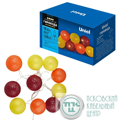 Гирлянда ULD-S0135-010/STB/2AA WARM WHITE IP20 TANGLES-3 "Клубки-3" 2AA (не в/к) 1.35м 10 LED тепл. свет. провод прозр. Uniel UL-00008668