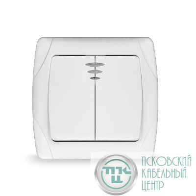 Выключатель 2-кл. СП Маргарита 10А IP20 с подсветкой бел. UNIVersal М0123