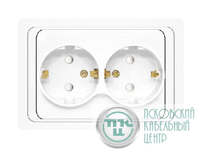 Розетка 2-м СП Валери 16А IP20 с заземл. защ. шторки бел. UNIVersal В0128x