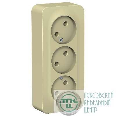 Розетка 3-м ОП Blanca 16А IP20 250В без заземл. без защ. шторок с изолир. пластиной беж. SE BLNRA000317