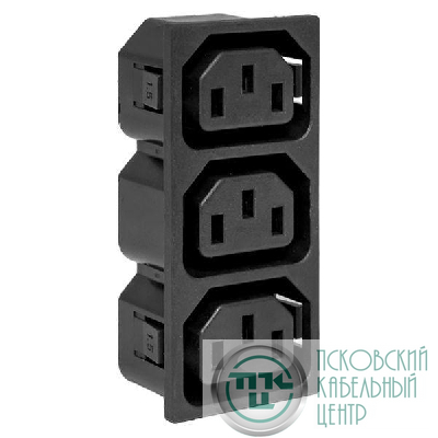 Розетка с 3 разъемами IEC C13 250В 15A черн. EKF SB-ROZ-3C13-BL