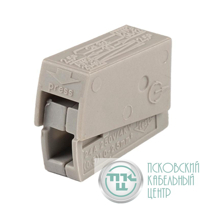 Клемма монтажная для подключения светильников PTC-2P 224-101 400В 24А 0.5-2.5кв.мм JazzWay 5051294
