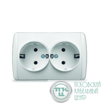 Розетка 2-м ОП Клио 16А IP44 с заземл. бел. UNIVersal К2231