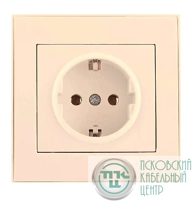 Розетка 1-м СП Rain с заземл. керамика крем. LEZARD 703-0303-122
