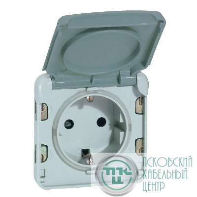 Механизм розетки 1-м СП Plexo с защ. крышкой с заземл. IP55 сер. Leg 069570