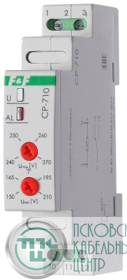 Реле напряжения CP-710 (однофазный; контроль верхнего и нижнего значений напряжения; монтаж на DIN-рейке 35мм; 230В 16А 1P IP20) F&F EA04.009.001