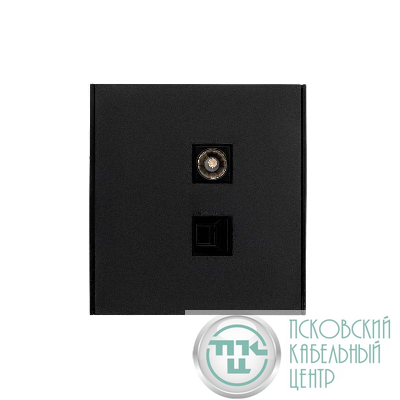 Розетка компьютерная + телевизионная СП STRONG MIELE RJ45 кат6 + TV антрацит Kranz KR-78-0722-5