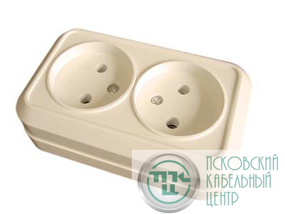 Розетка 2-м ОП 16А IP20 без заземл. крем. Makel 45217
