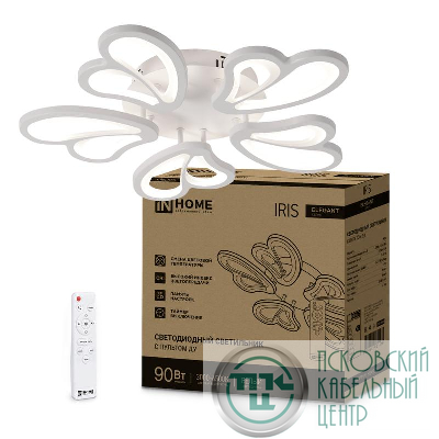Светильник светодиодный ELEGANT IRIS 90Вт 3000-6500К 7000лм 230В 545х557х90мм с пультом ДУ бел. IN HOME 4690612051475