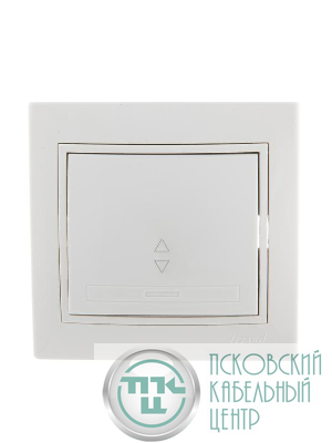 Переключатель проходной 1-кл. СП Mira 10А IP20 с бел.вставкой бел. LEZARD 701-0202-105