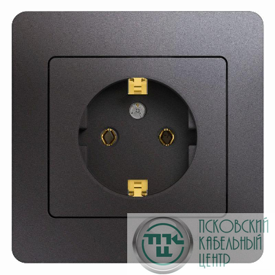 Розетка 1-м СП Glossa 16А IP20 250В с заземл. в сборе графит SE GSL001342