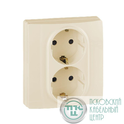 Розетка Inspiria 16А 250В 2х2P+E защ. шторки безвинт. зажимы сл. кость IEK 673756