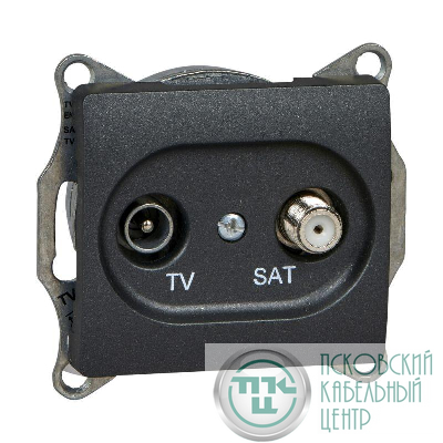 Розетка телевизионная оконечная TV/SAT Glossa 1дБ механизм антрацит SchE GSL000797