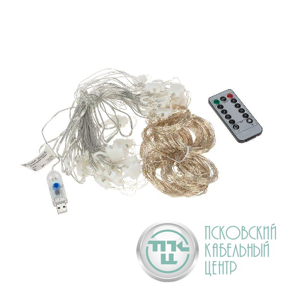 Гирлянда "Светодиодный дождь" из росы 6х3м USB+пульт управления теплый бел. Neon-Night 315-996