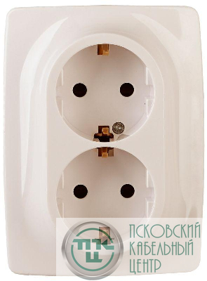 Розетка 2-м СП Эра12 12-2106-02 16А IP20 16AX 250В 2х2P+E Schuko сл. кость Эра Б0031229