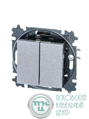Переключатель 2-кл. СП Levit IP20 серебр./дым. черн. ABB 2CHH595245A6070