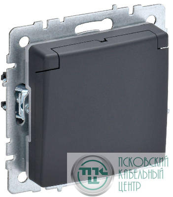Розетка BRITE РСбш10-3-44-БрГ 16А IP44 с заземл. защ. шторки с крышкой механизм графит IEK BR-R16-16-44-K53
