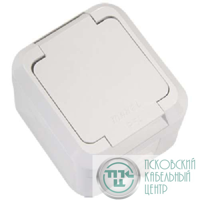 Розетка 1-м ОП 16А IP44 с заземл. с крышкой п/герм. бел. Makel 18304