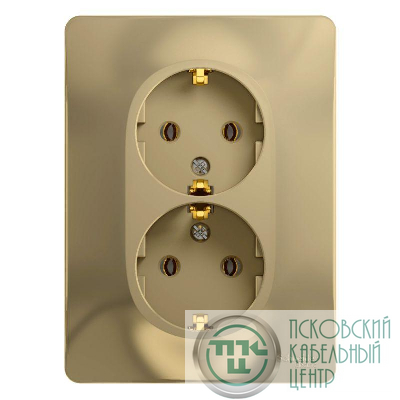 Розетка 2-м СП Glossa 16А IP20 с заземл. в сборе титан SE GSL000424