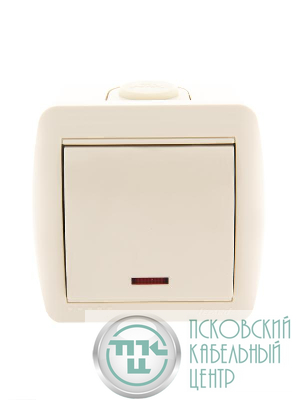 Выключатель 1-кл. ОП Nata 10А IP20 с подсветкой крем. LEZARD 710-0300-111