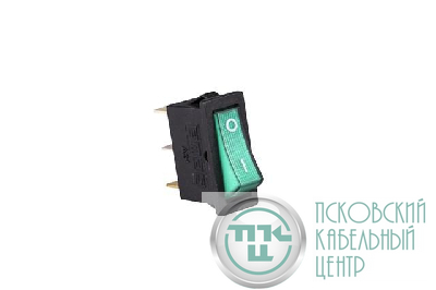 Выключатель в черн. корпусе зел. клавиша с подсветкой 1НО EMAS A21B1Y11