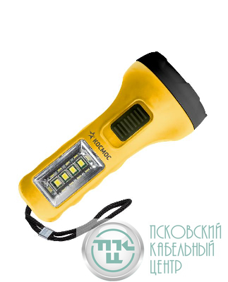 Фонарь ручной 0.5ВтLED+4SMD(1Вт) 1xAA корпус ABS-пластик ремешок ручной КОСМОС KOC119B