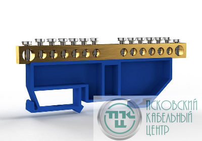 Шина нулевая на DIN-изоляторе 6х9мм 14 отвер. латунь TOKOV ELECTRIC TKE-BCB-69-14-DIN/N