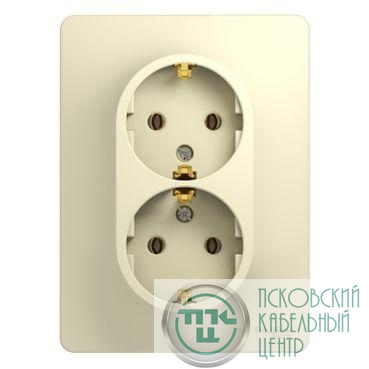 Розетка 2-м СП Glossa 16А IP20 с заземл. в сборе беж. SE GSL000224