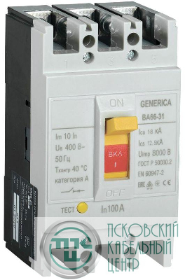 Выключатель автоматический 3п 100А 18кА ВА66-31 GENERICA SAV10-3-0100-G