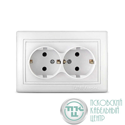 Розетка 2-м СП Севиль 16А IP20 с заземл. бел. UNIVersal С0128