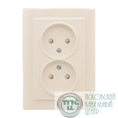 Розетка 2-м СП Минск 10А IP20 без заземл. защ. шторки беж. EKF ERR10-102-200