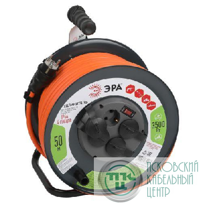 Удлинитель на метал. катушке 4х50м с заземл. IP44 RMx-4es-3x2.5-50m с выкл. ПВС 3х2.5 Эра Б0052922