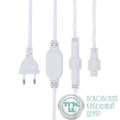 Гирлянда светодиодная "Айсикл" (бахрома) 2.4х0.6м 76LED тепл. бел. 5Вт 230В IP65 провод бел. Neon-Night 255-037-6