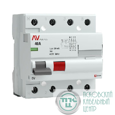 Выключатель дифференциального тока (УЗО) 4п 40А 30мА тип A DV AVERES EKF rccb-4-40-30-a-av