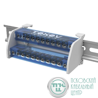 Шина на DIN-рейку в корпусе (кросс-модуль) 2 группы по 11 отверстий 125А TOKOV ELECTRIC TKE-DBTB-125-2-11/L+PEN