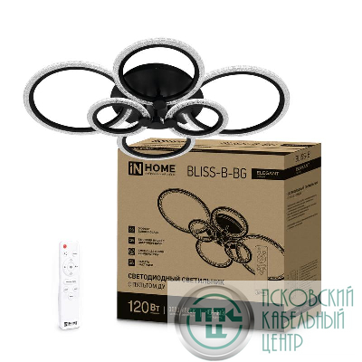 Светильник светодиодный ELEGANT BLISS-B-BG 120Вт 3000-6500К 8400лм 230В 780х550х130мм с пультом ДУ черн. IN HOME 4690612051857