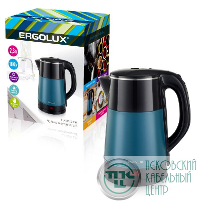Чайник электрический ELX-KS14-C44 нерж.сталь/пластик 2.3л 220-240В 1800Вт черн./зел. ERGOLUX 15332