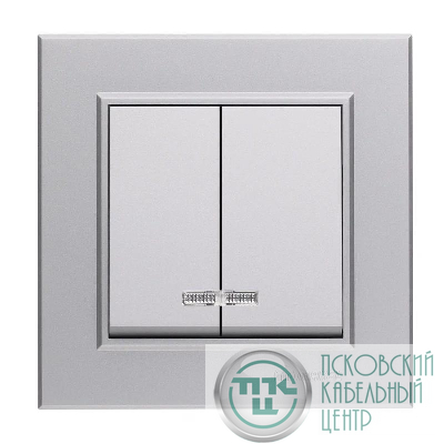 Выключатель 2-кл. СП Karea 10А IP20 сереб. с подсветкой Makel 56065023
