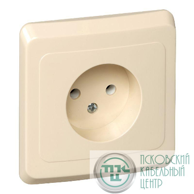 Розетка 1-м СП Этюд 16А IP20 250В без заземл. без защ. шторок крем. SE PC16-001K