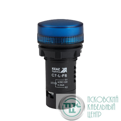 Лампа светодиодная OptiSignal Compact D22 С7-L-F6 син. 110В AC/DC XB7EV06GP КЭАЗ 362157