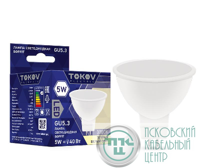 Лампа светодиодная 5Вт Soffit 3000К GU5.3 176-264В TOKOV ELECTRIC TKE-MR16-GU5.3-5-3K