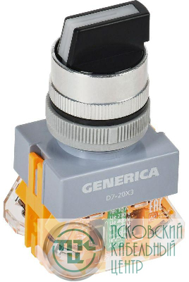 Переключатель D7-20X3 3 полож. 1НО+1НЗ черн. GENERICA BSW50-20X3-3-21-3-K02-G