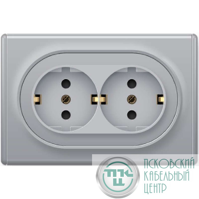 Розетка 2-м СП Florence с заземл. сер. 1E10401302 OneKeyElectro 2172836