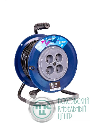 Удлинитель на катушке 4х30м 16А IP20 3.5кВт ПВС 2х1.5 КОСМОС YKKsm30m-4g(16A)