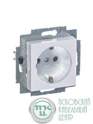 Розетка Levit с заземл. с защ. шторками 16А бел./ледяной ABB 2CHH203457A6001
