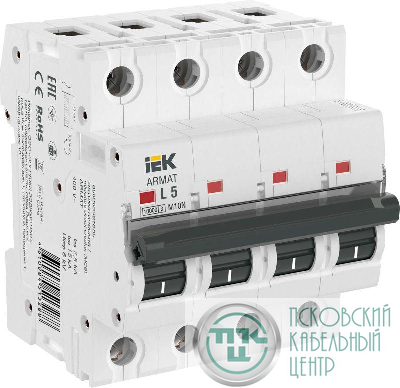 Выключатель автоматический модульный 4п L 5А M10N ARMAT IEK AR-M10N-4-L005