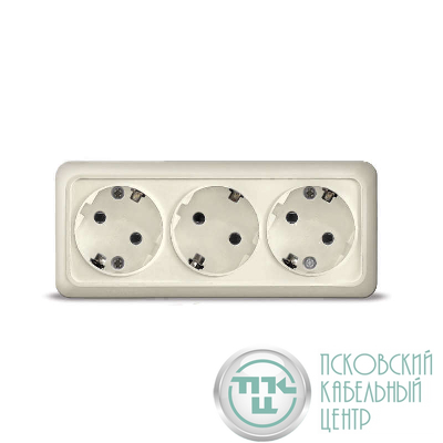 Розетка 3-м ОП Олимп с заземл. сл. кость UNIVersal 1167