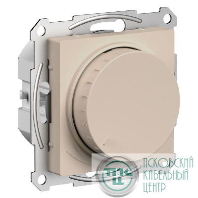 Светорегулятор поворотно-нажимной AtlasDesign (диммер) LED RC 400Вт мех. песочн. SE ATN001223